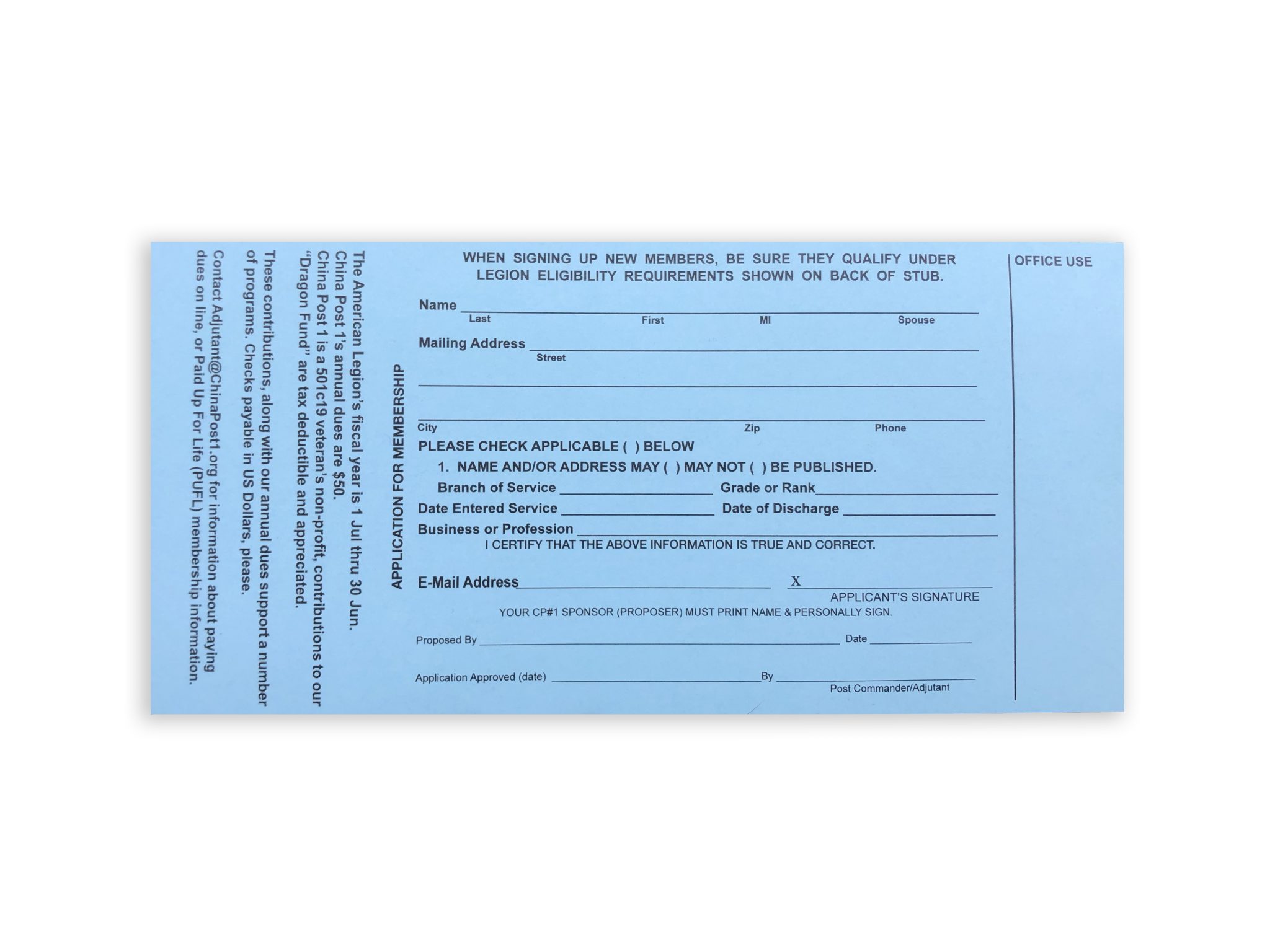 Blue Slip Reverse China Post 1